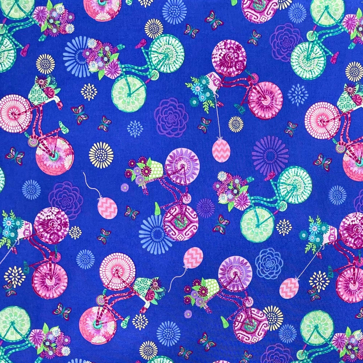 Enjoy the Ride, Bicycles & Butterflies Cotton Quilting fabric by StudioE Fabrics SE3151.57