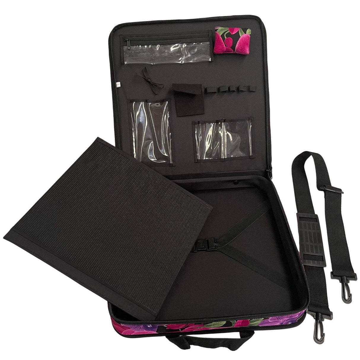 Craft and Quilting Organiser, Orchids fabric, Carry tote