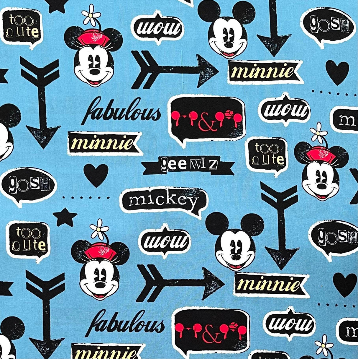 Mickey Minnie with icons, Cotton Quilting fabric, Disney fabric SC58328.1600715