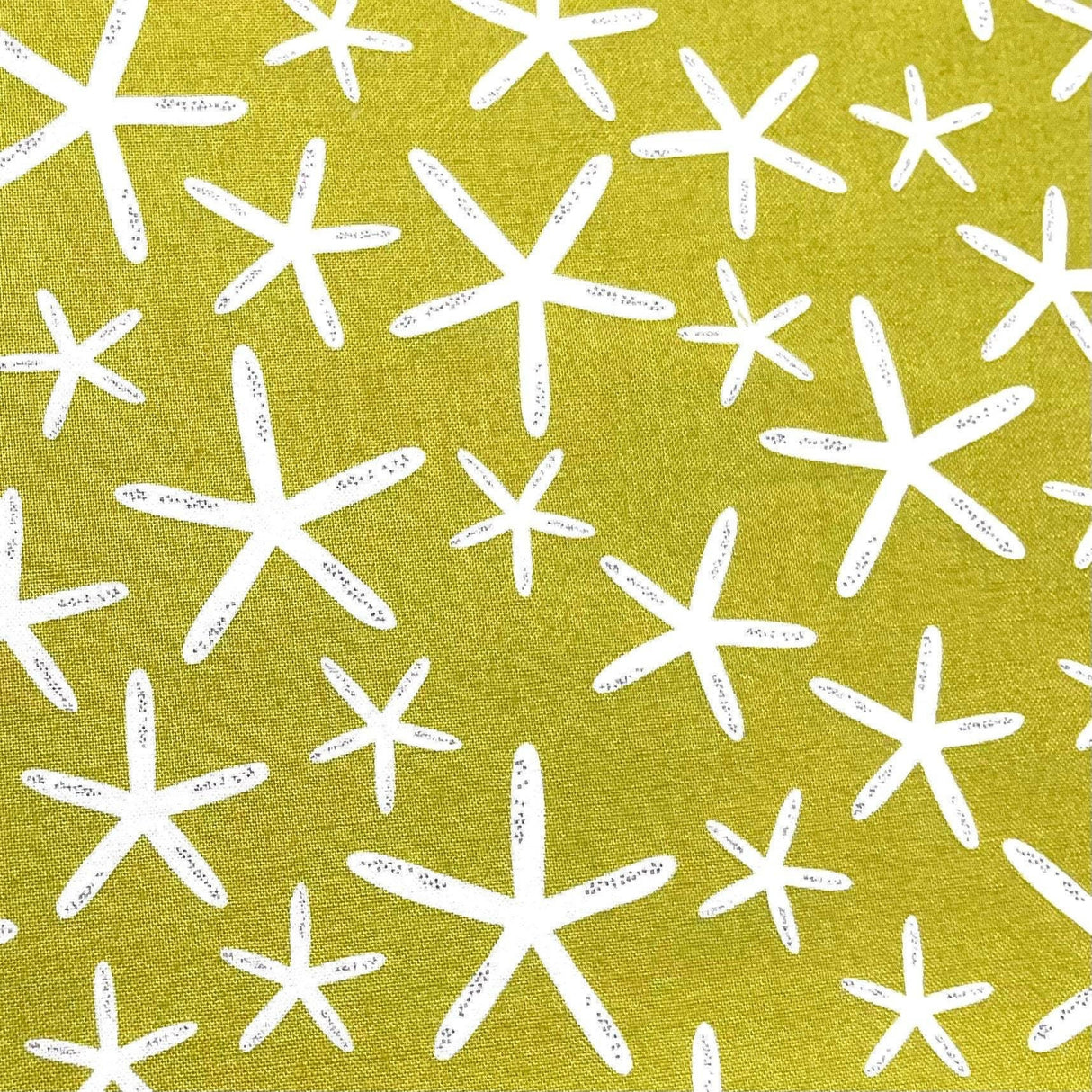Sea Star, Starfish, Cotton Quilting olive Green Fabric, Project Dovetail by Michael Miller MM5154.Mead