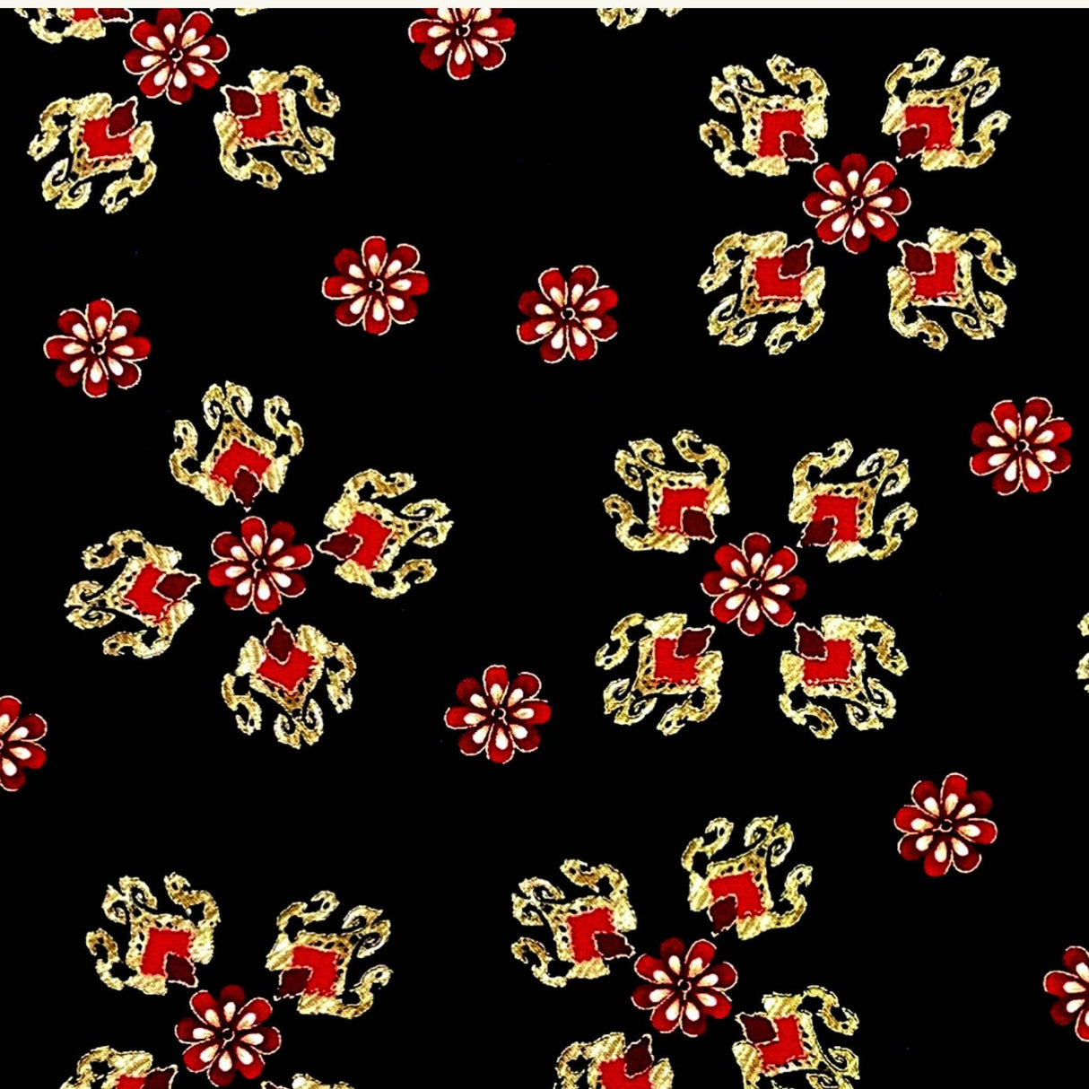 Black Floral Medallions Carmen by Kanvas Benartex Fabrics