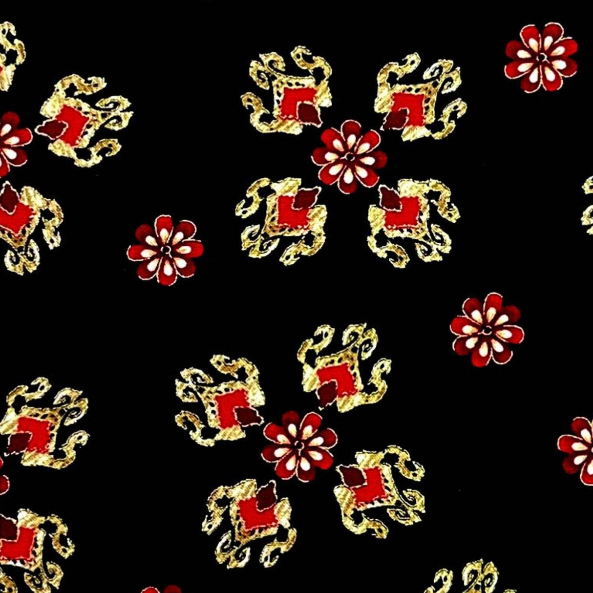 Black Floral Medallions Carmen by Kanvas Benartex Fabrics