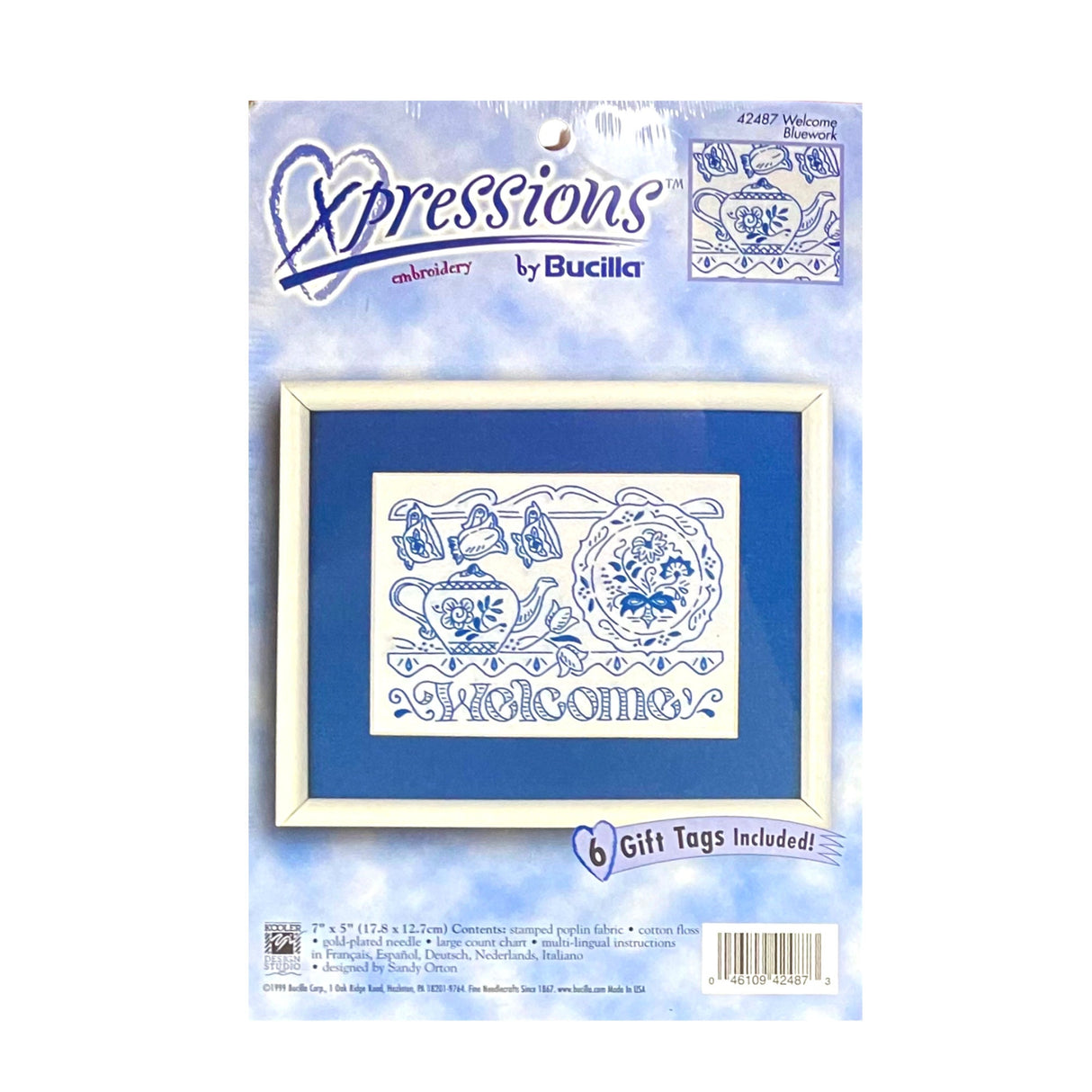 Welcome Sign, Embroidery, delft Blue work Expressions Bucilla Kit - 42487