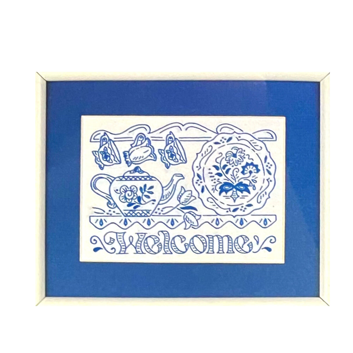 Welcome Sign, Embroidery, delft Blue work Expressions Bucilla Kit - 42487