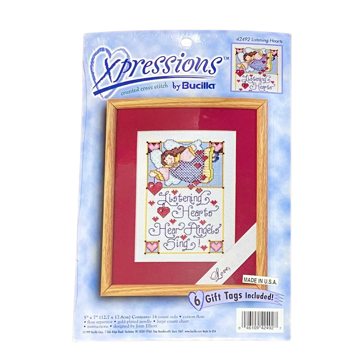 Cross Stitch Counted Angels Listening Hearts Expressions Bucilla Kit - 42492