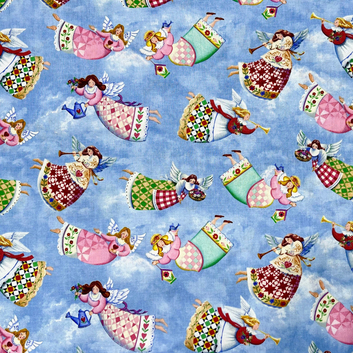 Fat Quarter fabric Jim Shore All over tossed Angels 100% Cotton Blue Rare fabric Springs Creative fabric