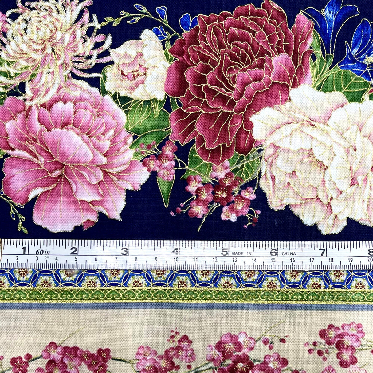 Japanese Floral Border fabric Sakura Geisha by Chong a Hwang Timeless Treasures CM6157Border