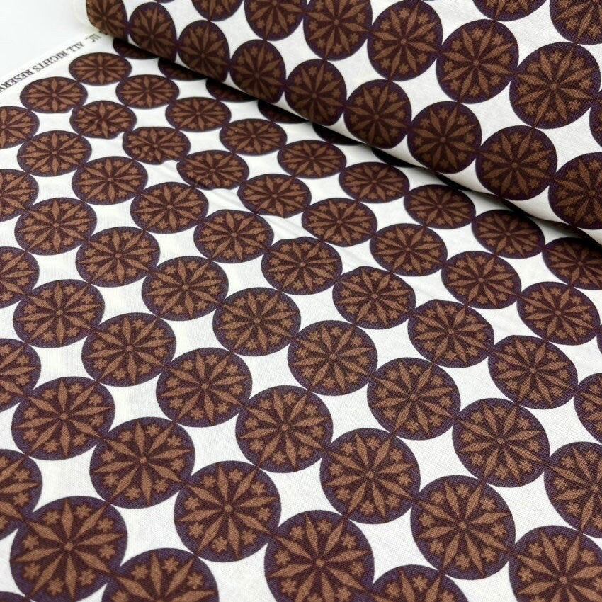 Snow Dot fabric snow flakes Geometric fabric Chocolate Brown Michael Miller CX4312