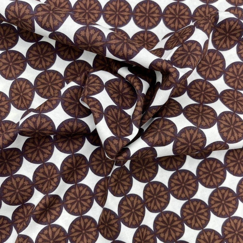 Snow Dot fabric snow flakes Geometric fabric Chocolate Brown Michael Miller CX4312