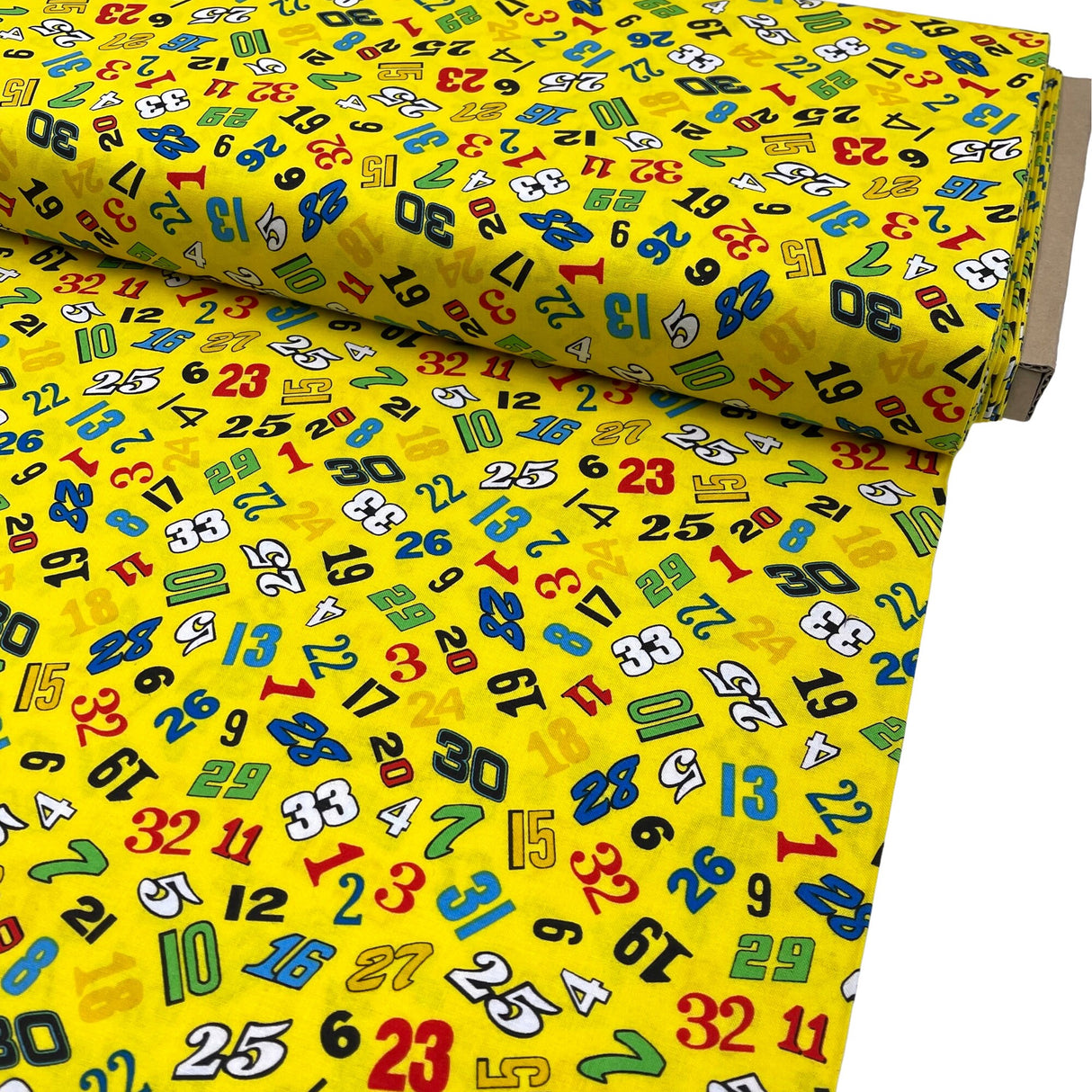 Number Fabric Fast Track Yellow Racing Cars Cotton Quilting fabric Henry Glass HG 1175-44