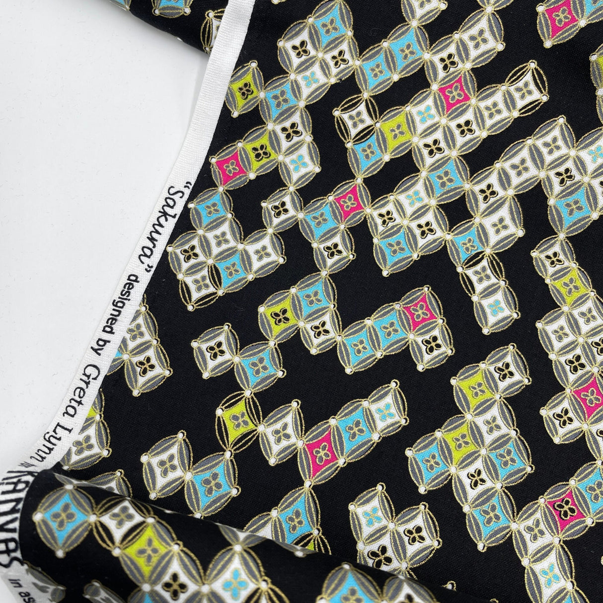 Sakura Japanese Cotton Quilting Fabric - Geisha & Diamonds | Benartex BT6277.12