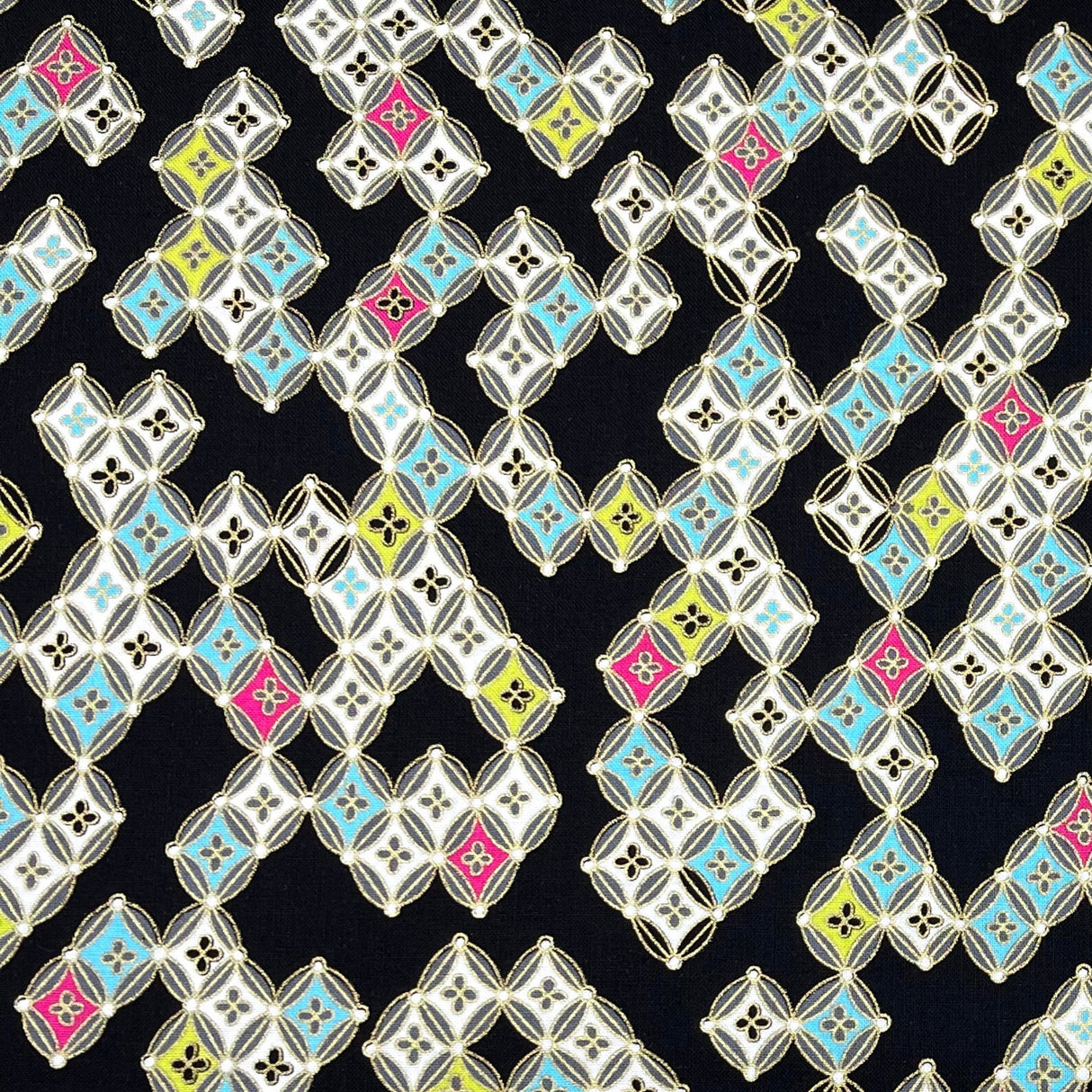 Sakura Diamonds Japanese fabric Greta Lynn Geisha Cotton Quilting fabric Benartex BT6277-12