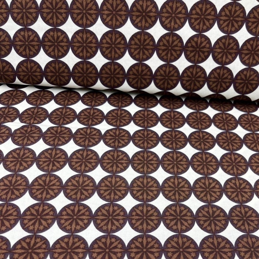 Snow Dot fabric snow flakes Geometric fabric Chocolate Brown Michael Miller CX4312