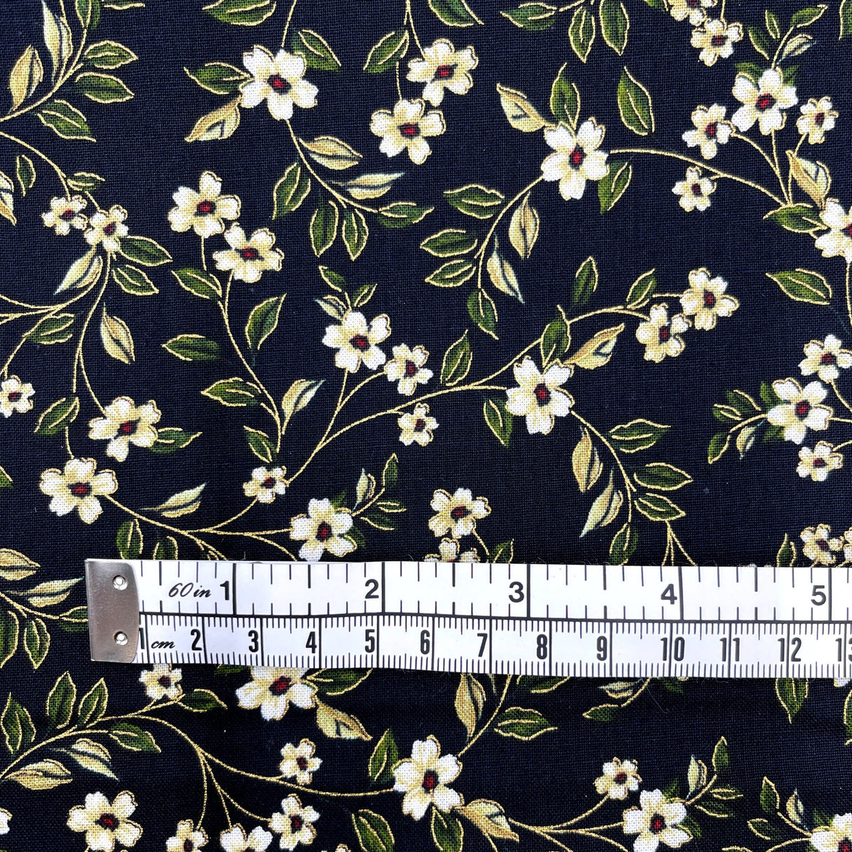 Floral vines Fabric on black Japanese Floral fabric, 100% Cotton Quilting fabric BT8286-12
