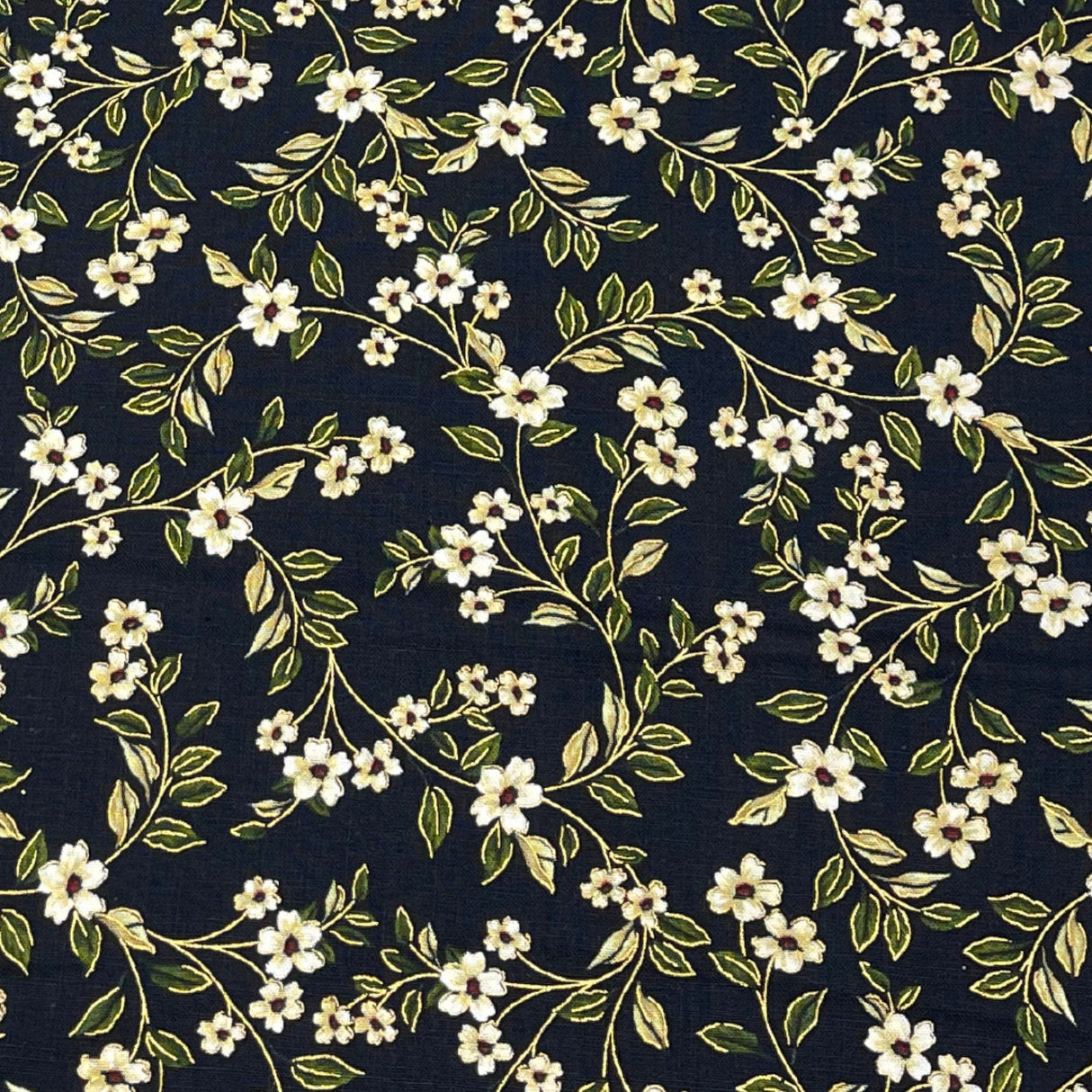 Floral cluster vines Fabric on black Japanese Floral fabric, 100% Cotton Quilting fabric BT8286-12