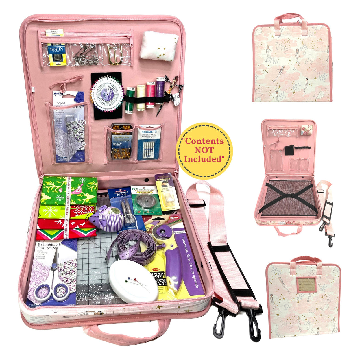 Sewing Organiser, Tote, Travel Carry-on, Pink Craft holdall, Mermaids Gift Box