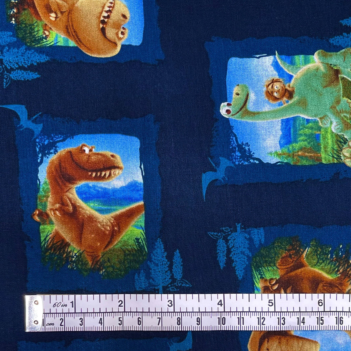 Dinosaur, Good Dinosaur, Licensed Disney fabric, Scenic Patches, Cotton Quilting Craft fabric