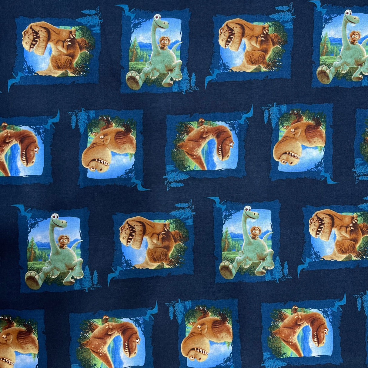 Dinosaur, Good Dinosaur, Licensed Disney fabric, Scenic Patches, Cotton Quilting Craft fabric