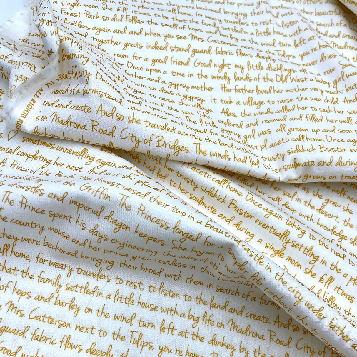 Memoirs fabric, Cotton, Quilting fabric, Words, letters, Michael Miller fabrics MD-5581.Gold