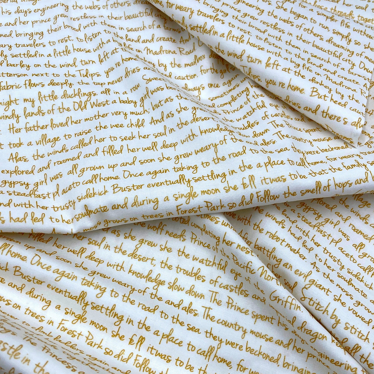 Memoirs fabric, Cotton, Quilting fabric, Words, letters, Michael Miller fabrics MD-5581.Gold
