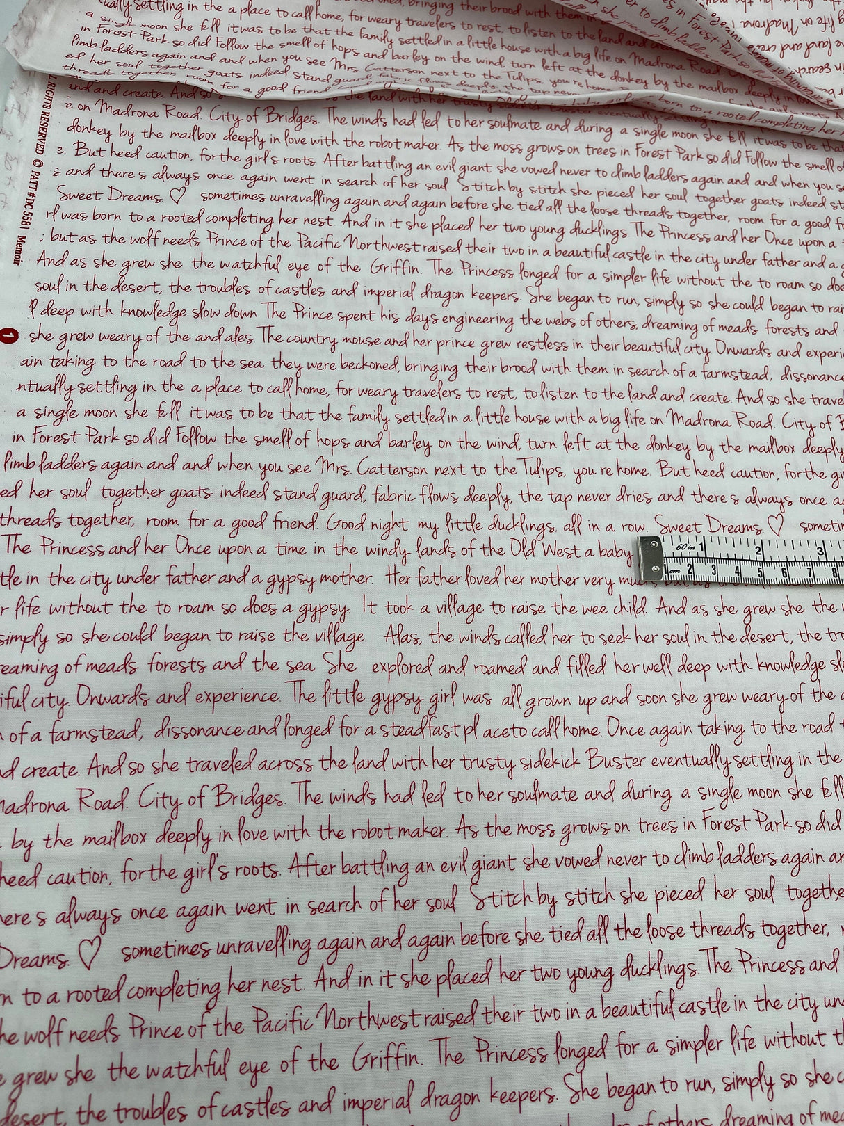 Memoirs fabric, Cotton, Quilting fabric, Words, letters, Michael Miller fabrics MD-5581RED