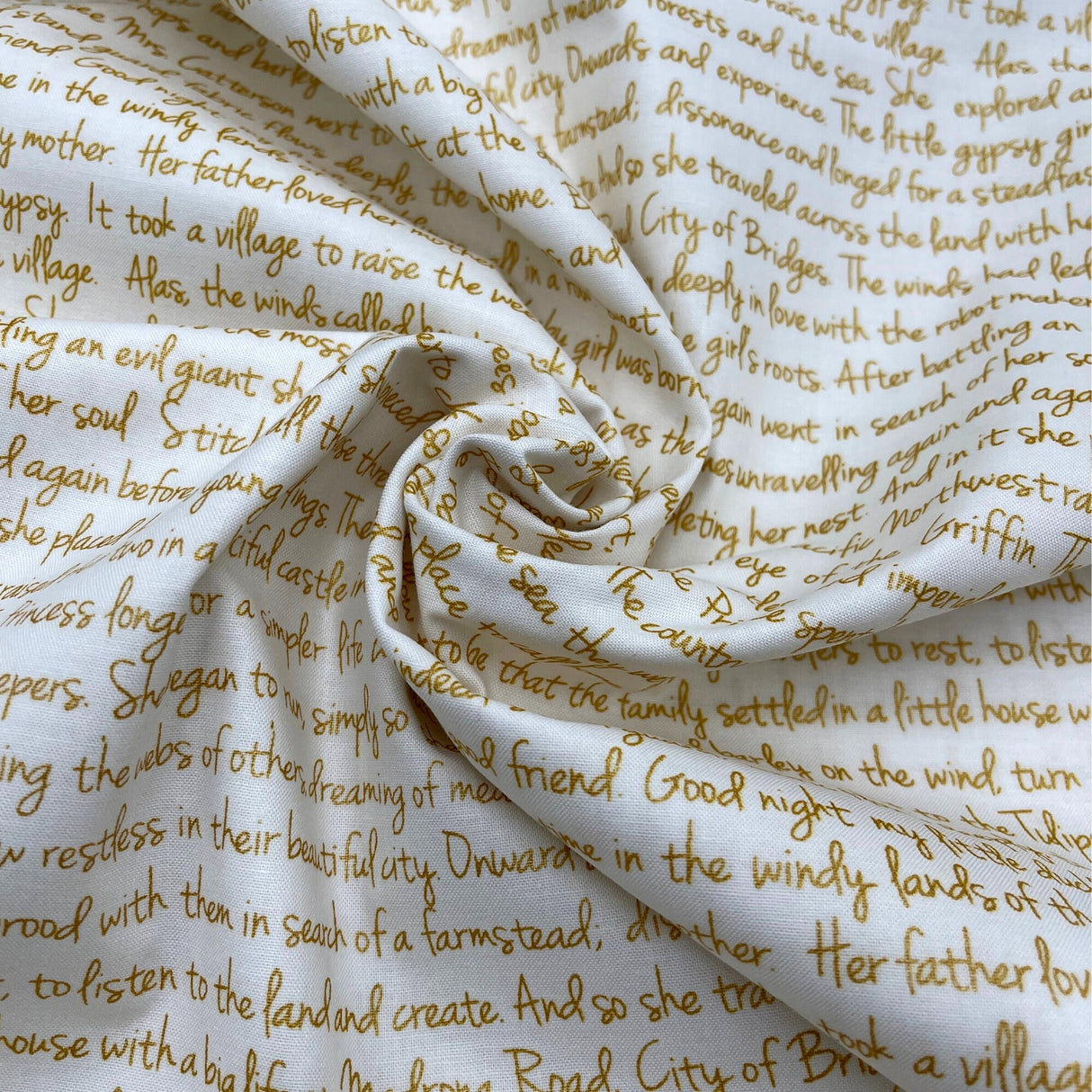 Memoirs fabric, Cotton, Quilting fabric, Words, letters, Michael Miller fabrics MD-5581.Gold