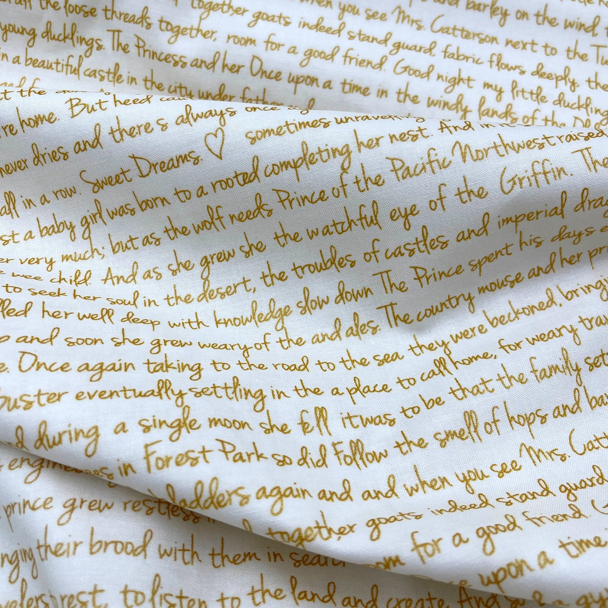 Memoirs fabric, Cotton, Quilting fabric, Words, letters, Michael Miller fabrics MD-5581.Gold