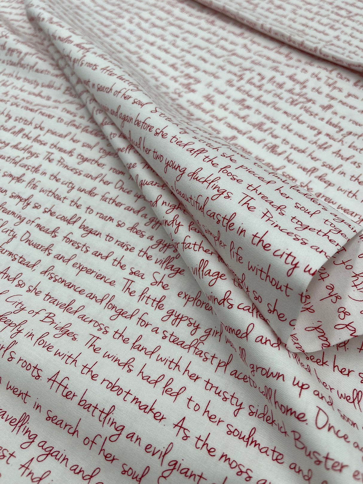 Memoirs fabric, Cotton, Quilting fabric, Words, letters, Michael Miller fabrics MD-5581RED