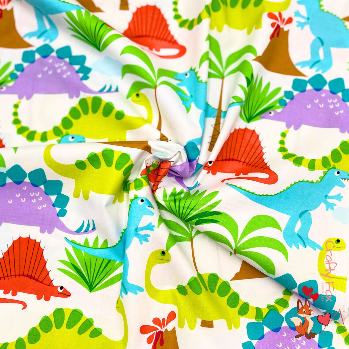 Land Lost fabric, Bright Animal Rainbow colours, Michael Miller fabrics MM5869-Multi
