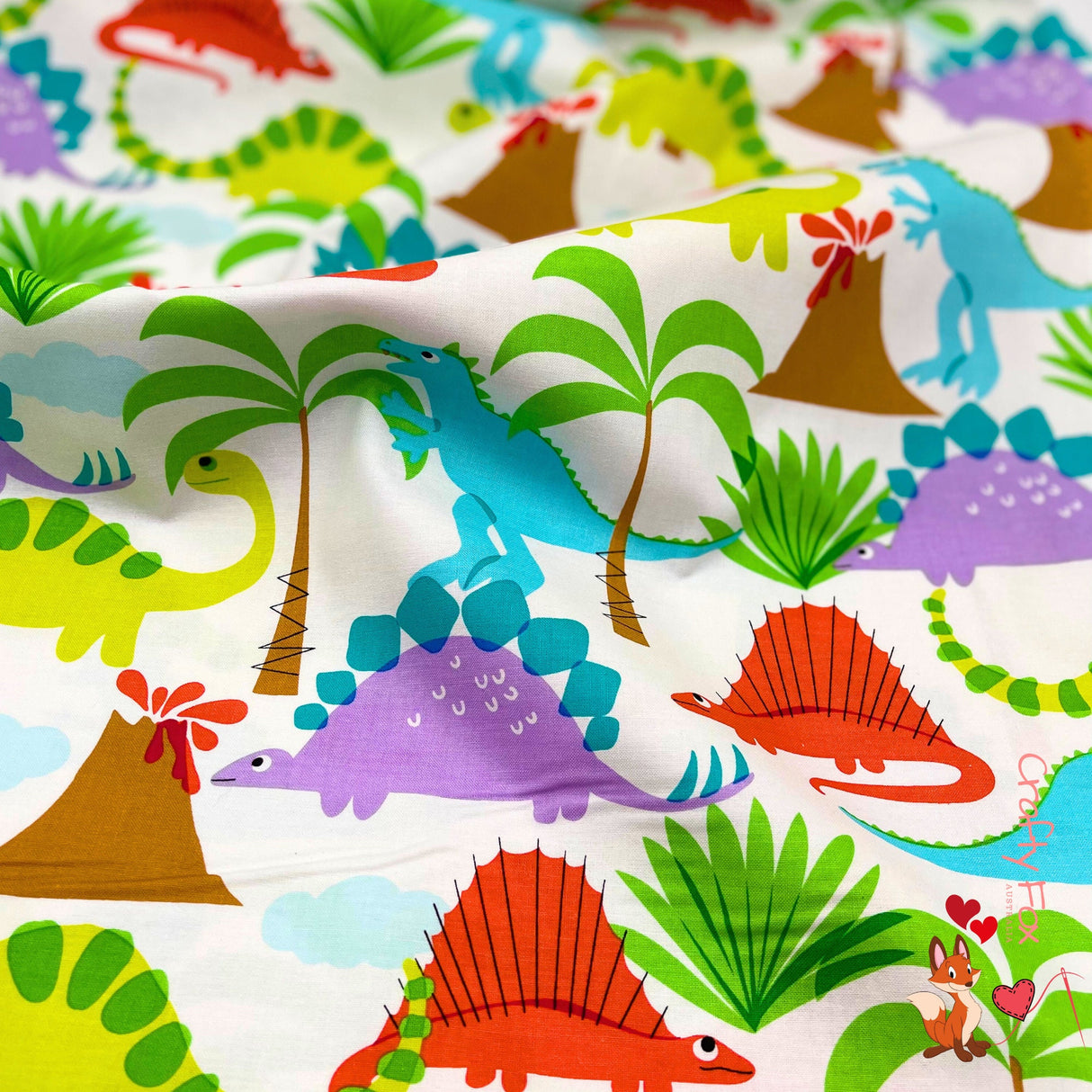 Land Lost fabric, Bright Animal Rainbow colours, Michael Miller fabrics MM5869-Multi