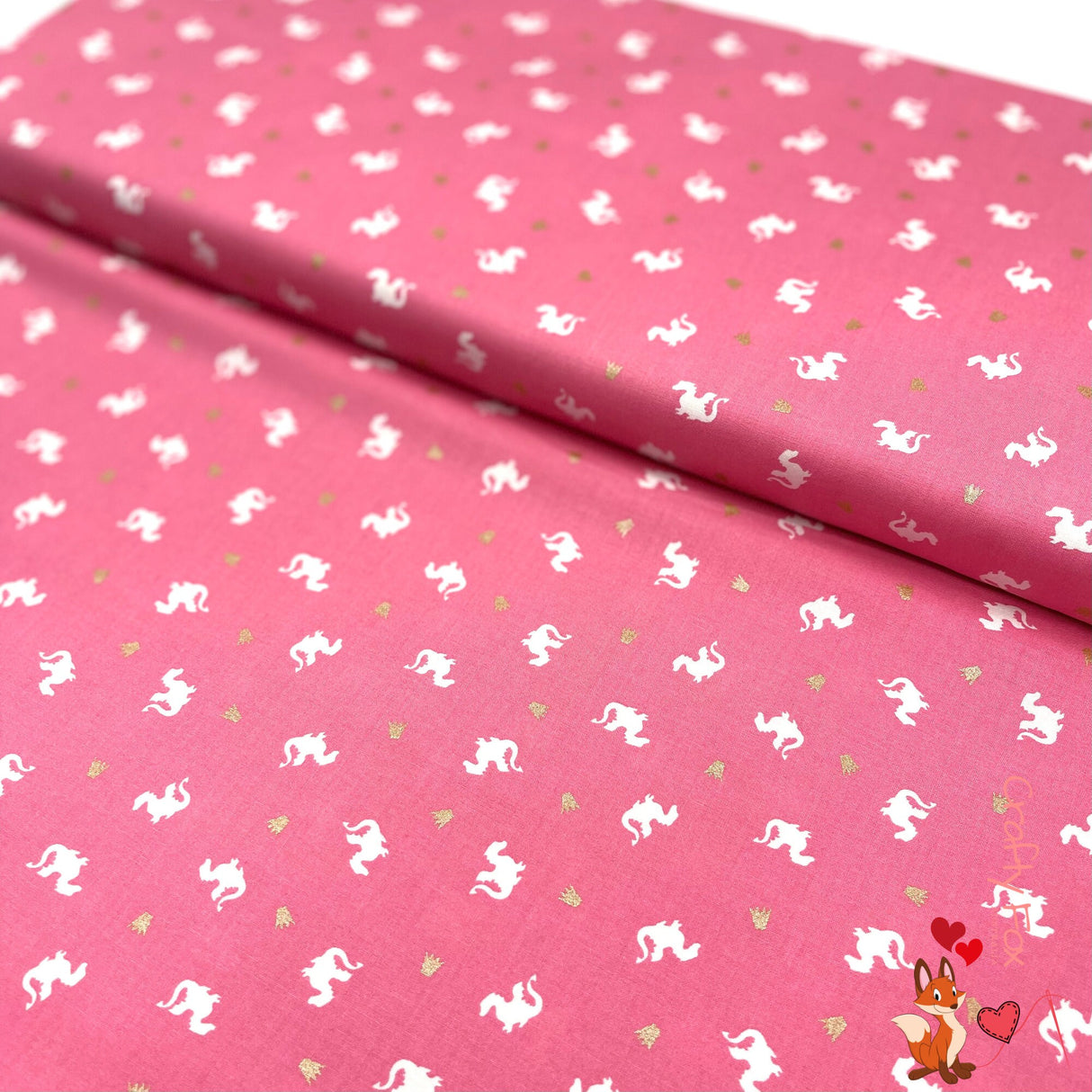 Baby Dragon fabric, Magic, Berry Pink, Cotton Quilting Animal fabric, Michael Miller fabrics MD7197Pink