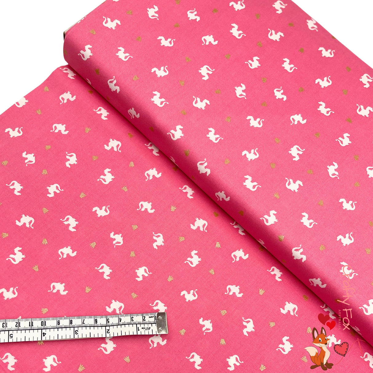 Baby Dragon fabric, Magic, Berry Pink, Cotton Quilting Animal fabric, Michael Miller fabrics MD7197Pink