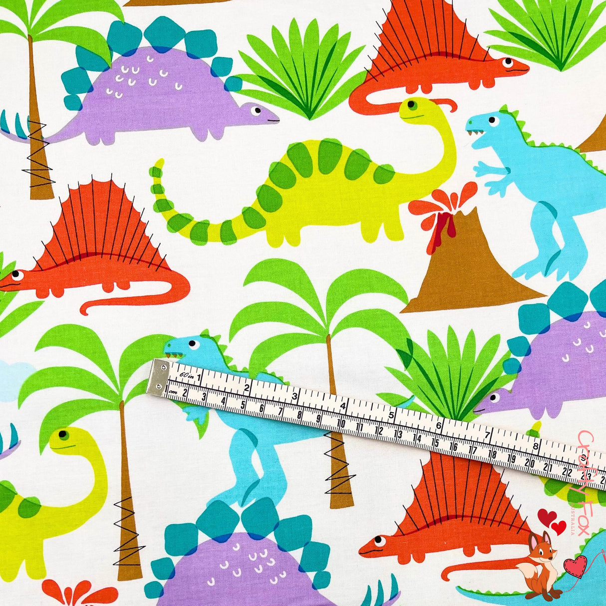 Land Lost fabric, Bright Animal Rainbow colours, Michael Miller fabrics MM5869-Multi