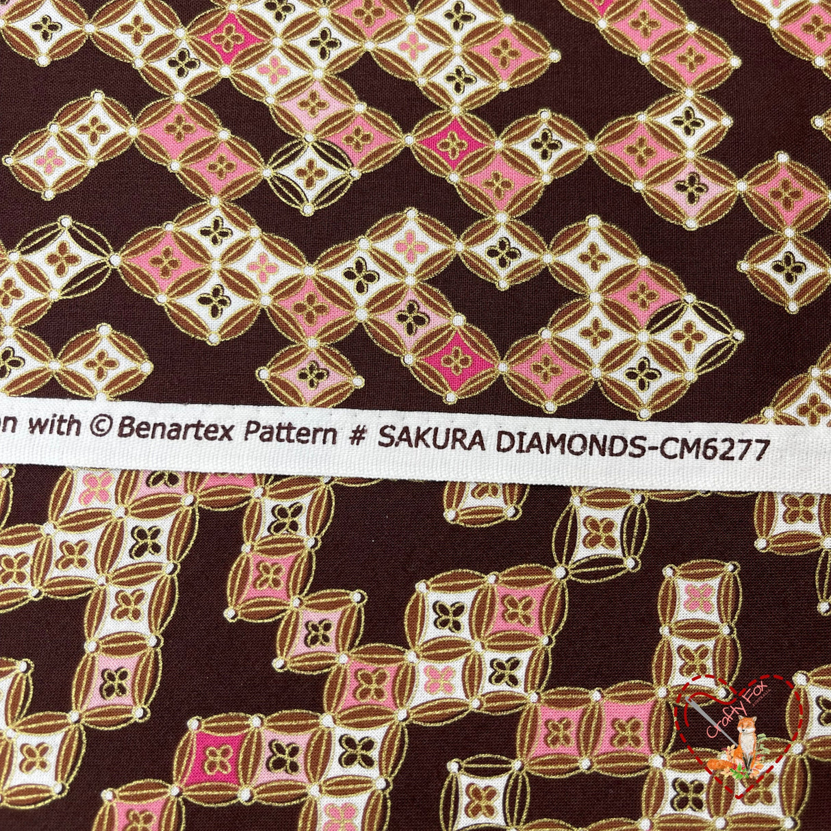 Sakura Japanese fabric by Greta Lynn, Diamonds, Geisha, Cotton Quilting fabric Benartex BT6277.77
