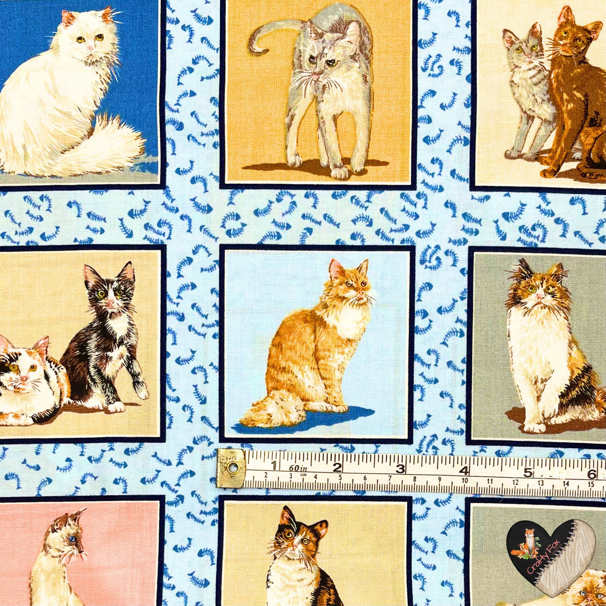 Cats Corner, Animal portraits, Cotton, Quilting, Craft, Cat fabric NT-DRS87280.1