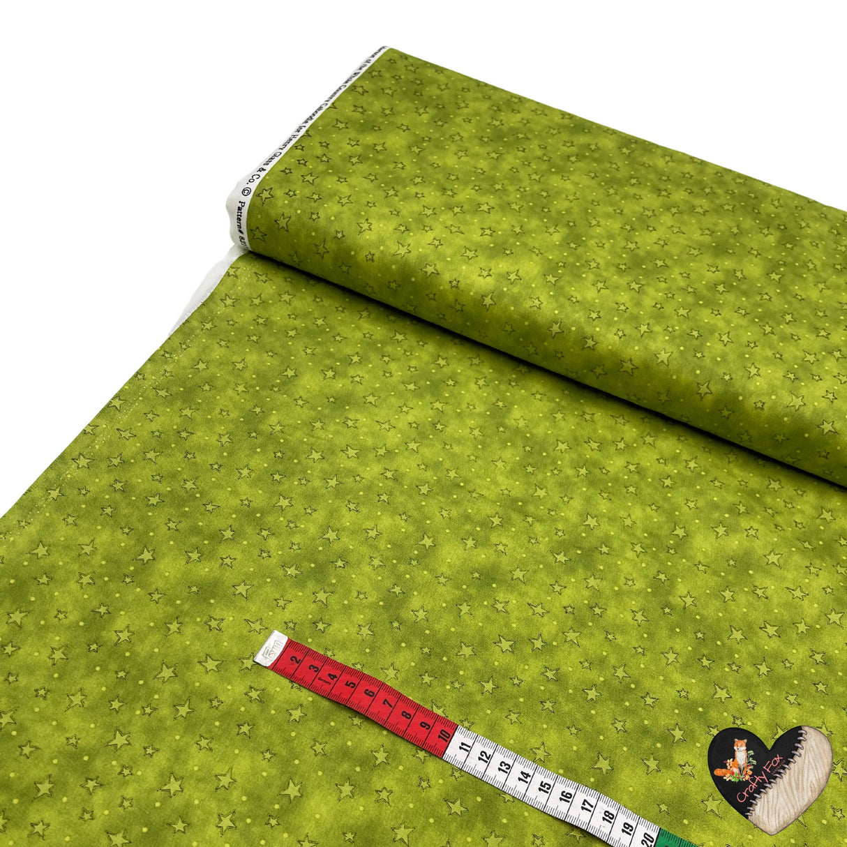 Why fabric, Tan, Green, Stars and miniature Checks, Quilting, Cotton fabric, Henry Glass HG-8217