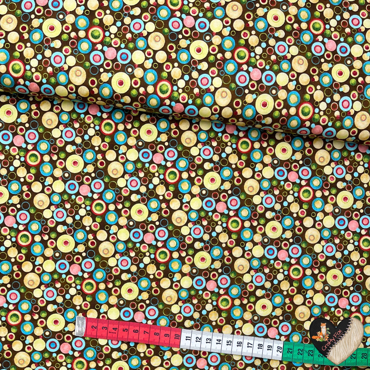 Why fabric, Rose, Brown Circle Dot Fabric Quilting, Cotton fabric, Henry Glass HG-8218