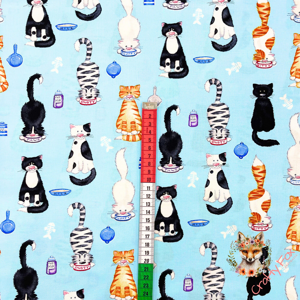 Cats Meow fabric, Animals, Cat fabric, Stacked cats Blue, Cotton, Quilting, Henry Glass HG1141.11