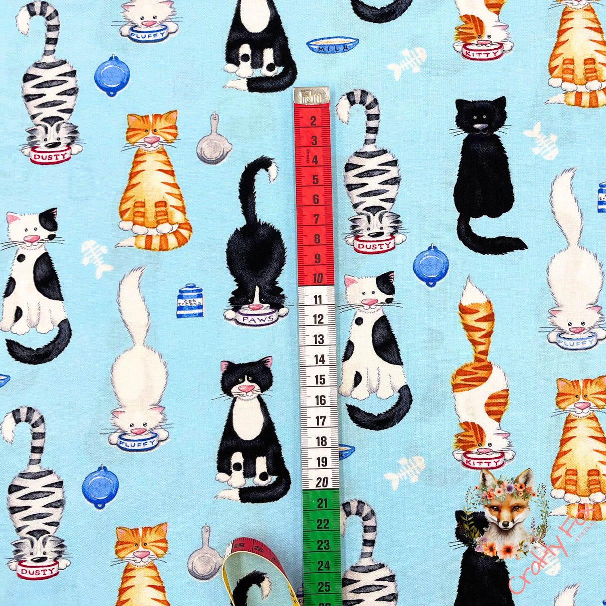 Cats Meow fabric, Animals, Cat fabric, Stacked cats Blue, Cotton, Quilting, Henry Glass HG1141.11