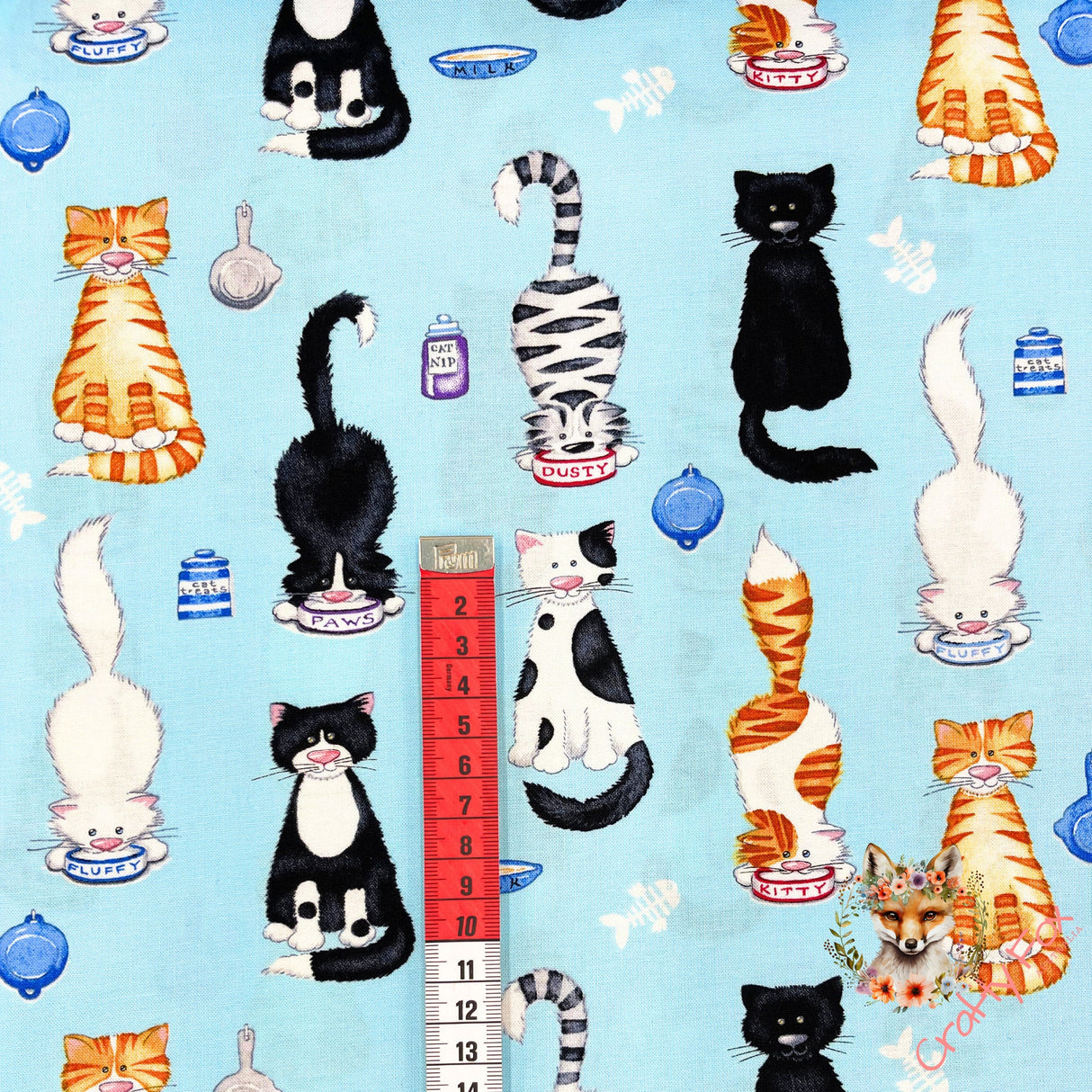 Cats Meow fabric, Animals, Cat fabric, Stacked cats Blue, Cotton, Quilting, Henry Glass HG1141.11