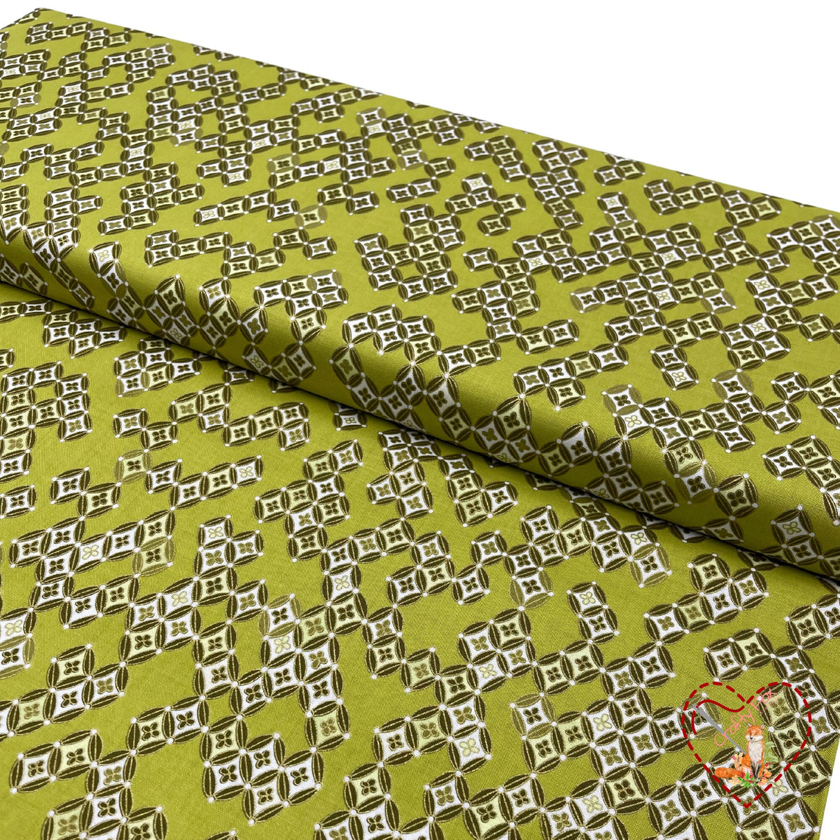 Sakura Japanese fabric, Lime green Diamonds, Geisha, Cotton Quilting fabric Benartex BT6277.44