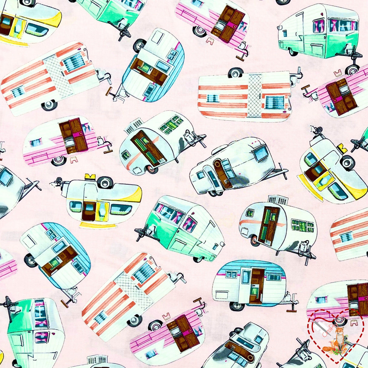 Vintage Campers, Camping Vehicles, RV Trailer Caravans, Quilting, Cotton fabric TT-C5392.GM