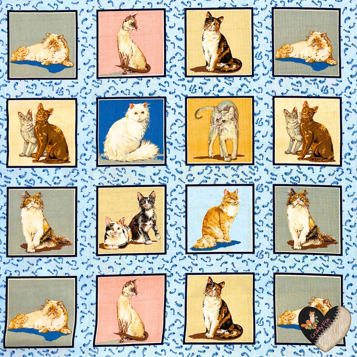 Cats Corner, Animal portraits, Cotton, Quilting, Craft, Cat fabric NT-DRS87280.1