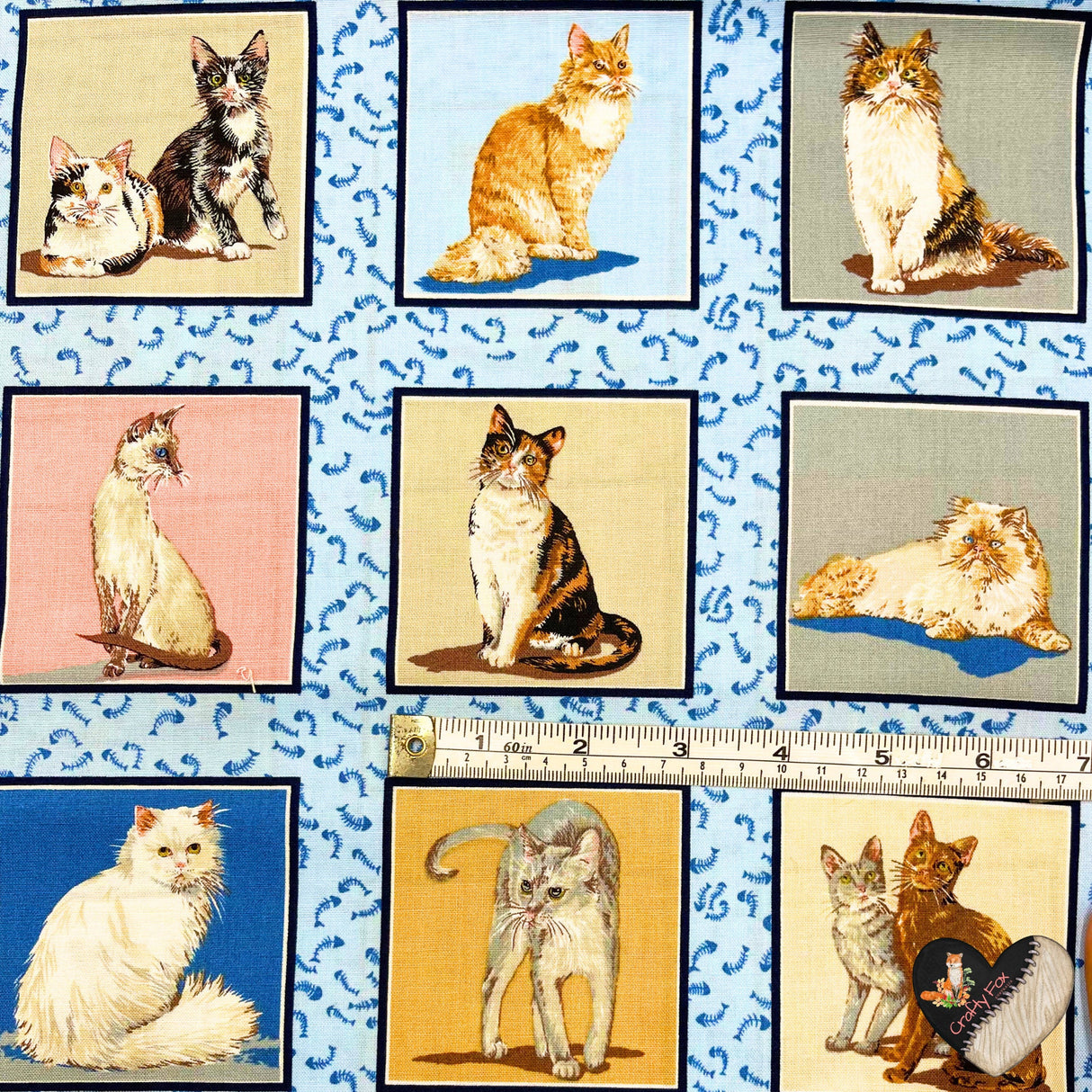 Cats Corner, Animal portraits, Cotton, Quilting, Craft, Cat fabric NT-DRS87280.1