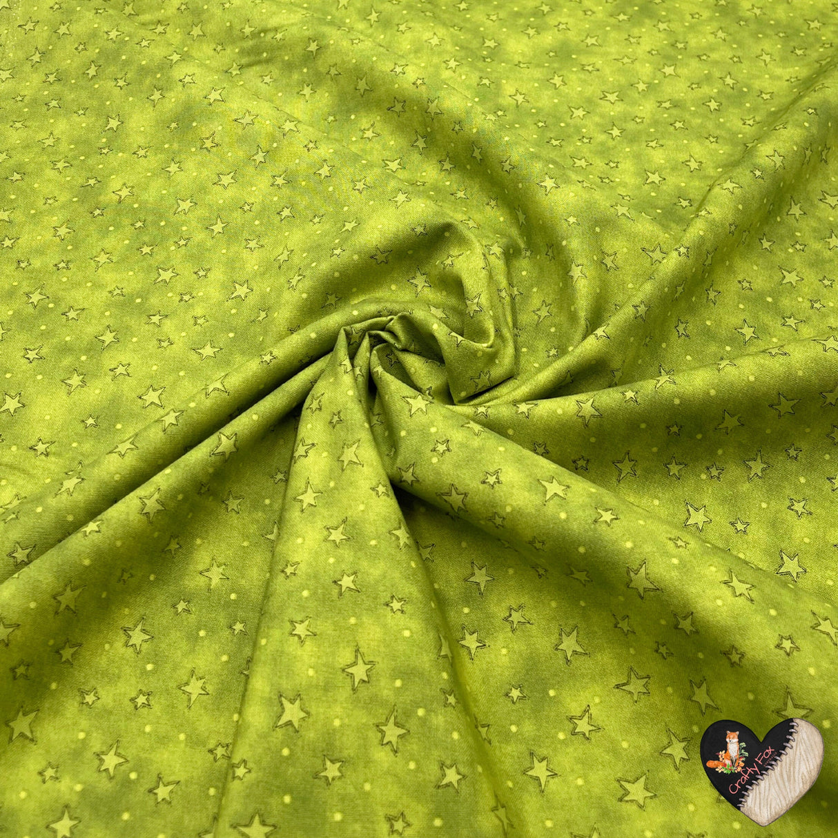 Why fabric, Tan, Green, Stars and miniature Checks, Quilting, Cotton fabric, Henry Glass HG-8217