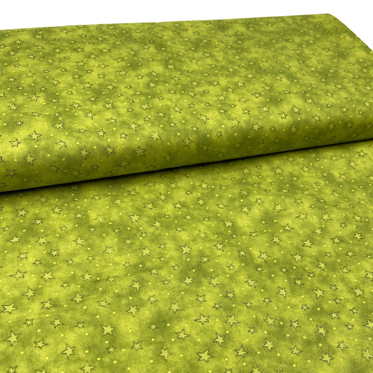 Why fabric, Tan, Green, Stars and miniature Checks, Quilting, Cotton fabric, Henry Glass HG-8217