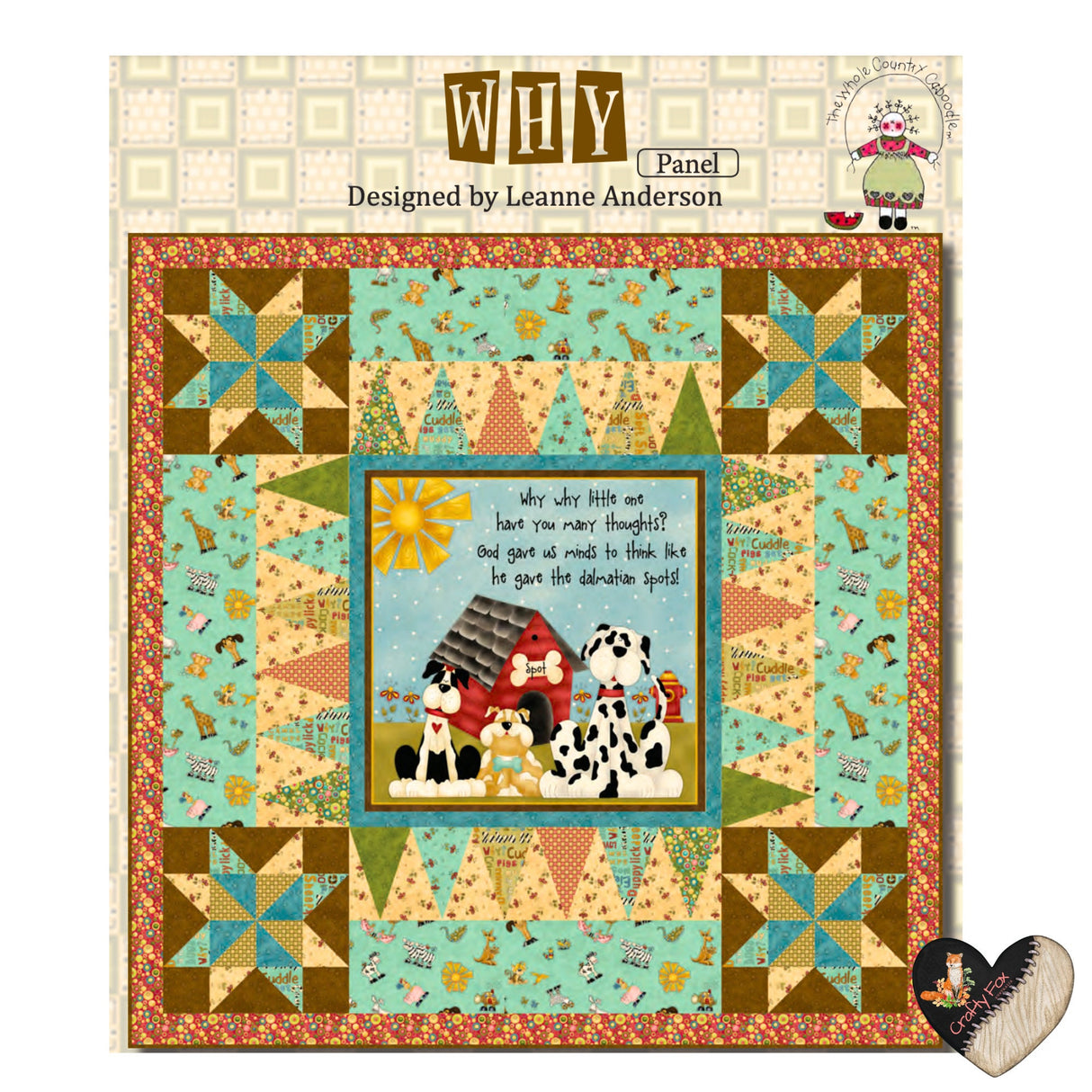 Why Fabric: Rare Tan & Green Stars Checks Cotton | Henry Glass HG-8217