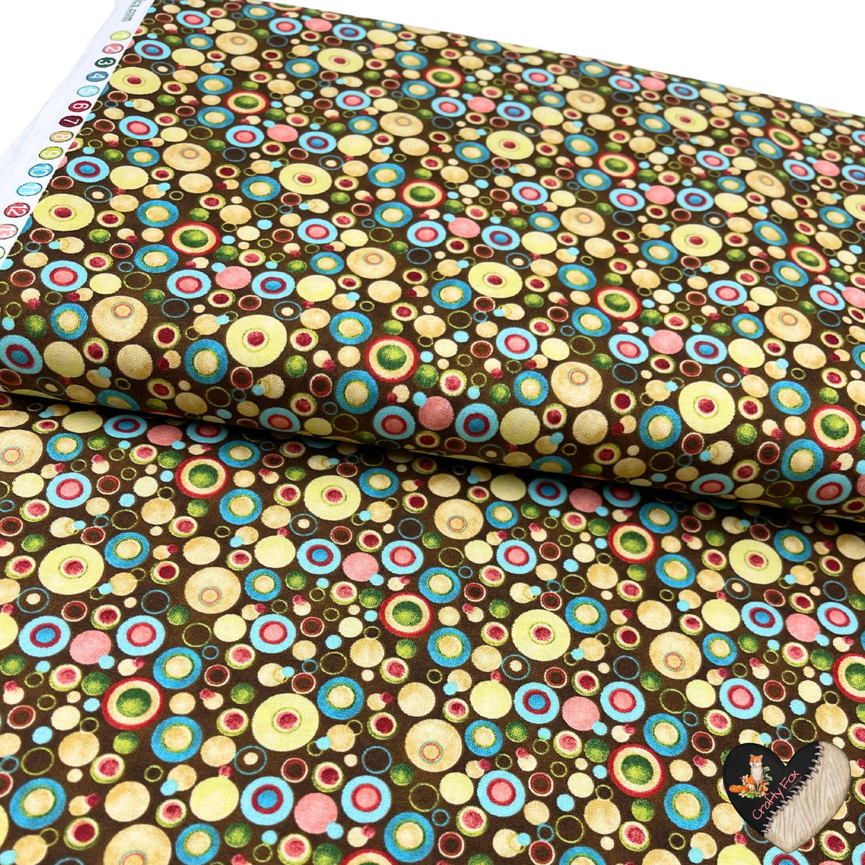 Why fabric, Rose, Brown Circle Dot Fabric Quilting, Cotton fabric, Henry Glass HG-8218