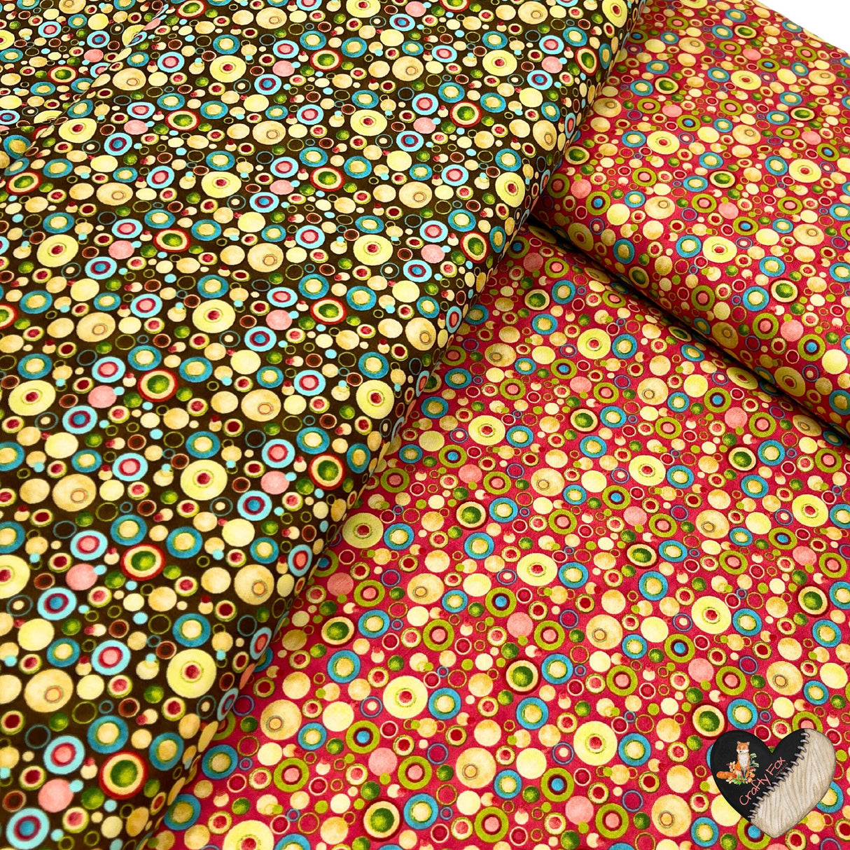 Why fabric, Rose, Brown Circle Dot Fabric Quilting, Cotton fabric, Henry Glass HG-8218