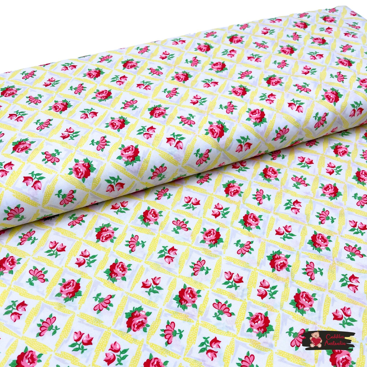 Annette, Retro floral fabric, Aqua, Seafood, Sunshine Cotton Quilting, OOP, Michael Miller fabric MM-CX6853